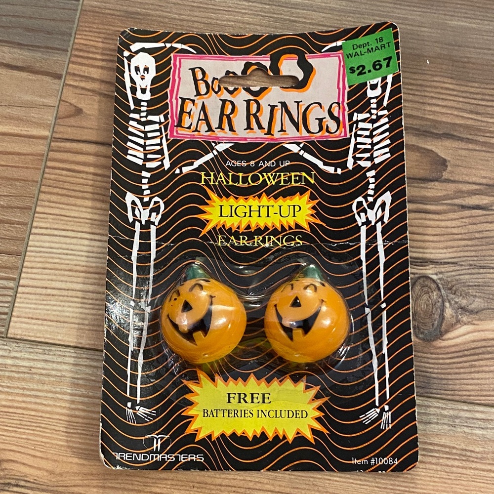 Vintage Light-up Halloween Pumpkin Earrings clipons